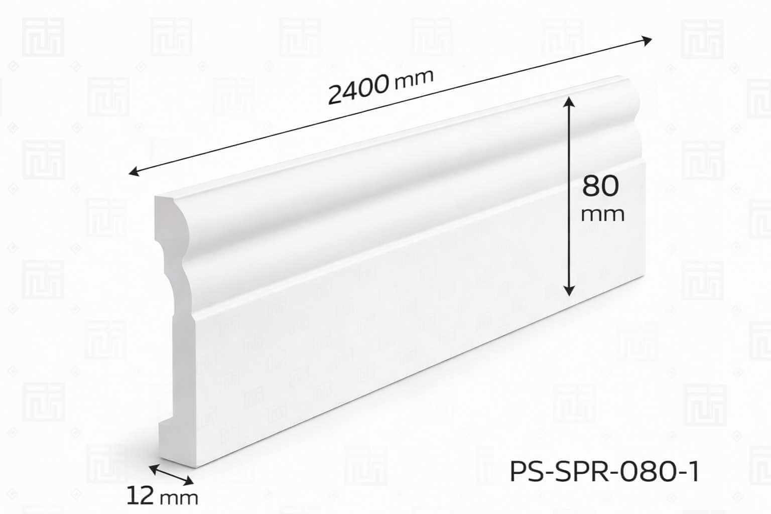 PS-SPR-080-1 8 cm polimer süpürgelik beyaz model 2400x80x12 mm