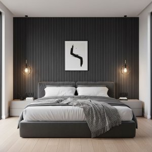 Modern yatak odası lambri duvar paneli