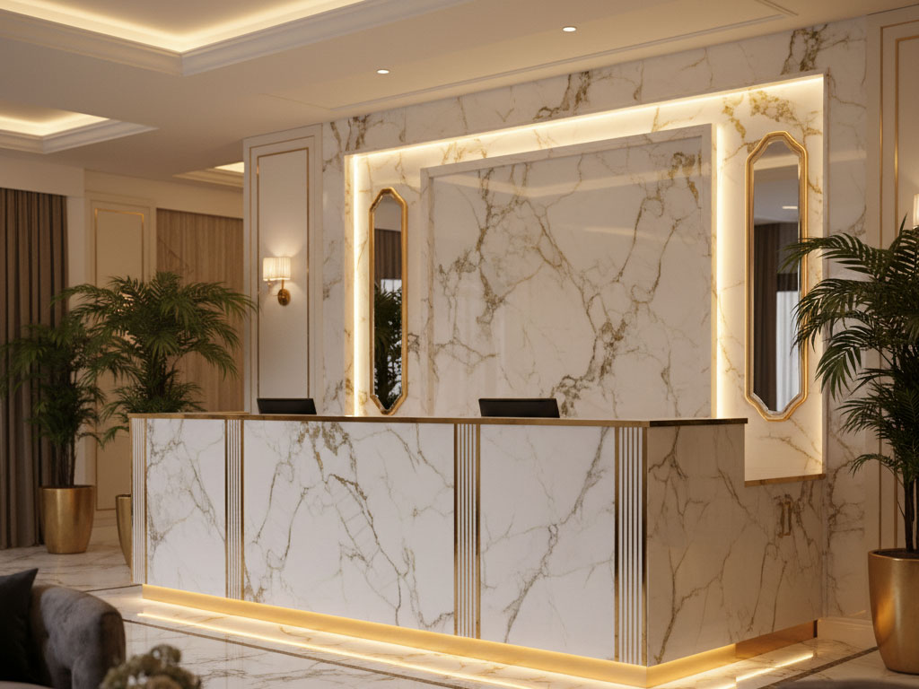 PVC mermer panel tavan dekorasyonu ve sütun kaplama