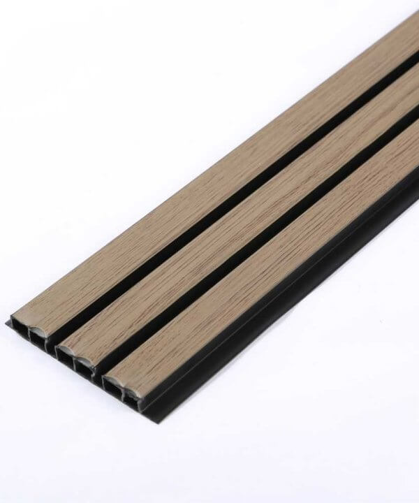 Kum meşe PVC dış cephe kaplama paneli 12 cm genişliğinde dekoratif cephe kaplama paneli