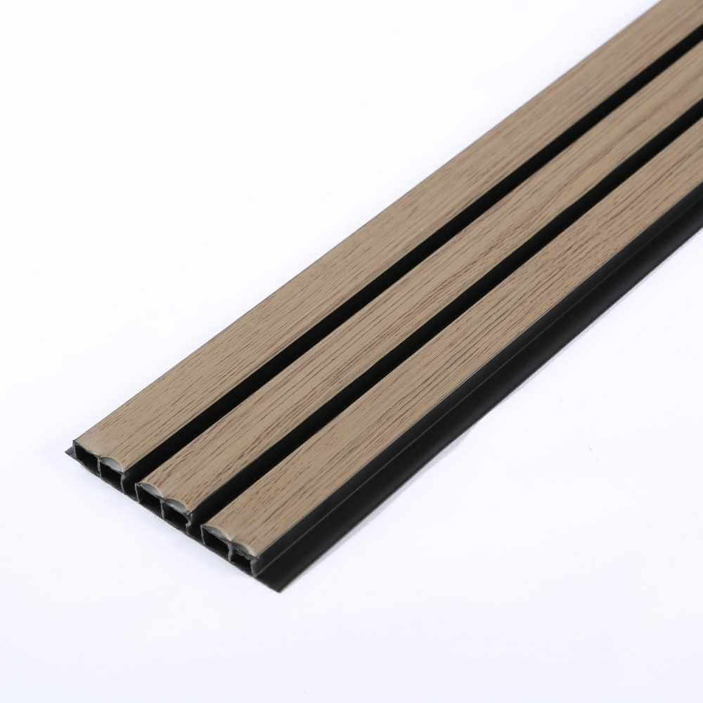 Kum meşe PVC dış cephe kaplama paneli 12 cm genişliğinde dekoratif cephe kaplama paneli